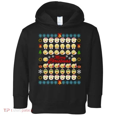 Smiley Faces Ugly Christmas Sweater Toddler Hoodie