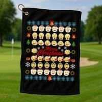 Smiley Faces Ugly Christmas Sweater Golf Towel thumb 1