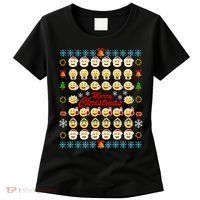 Smiley Faces Ugly Christmas Sweater Women's T-Shirt thumb 0