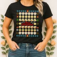 Smiley Faces Ugly Christmas Sweater Women's T-Shirt thumb 2