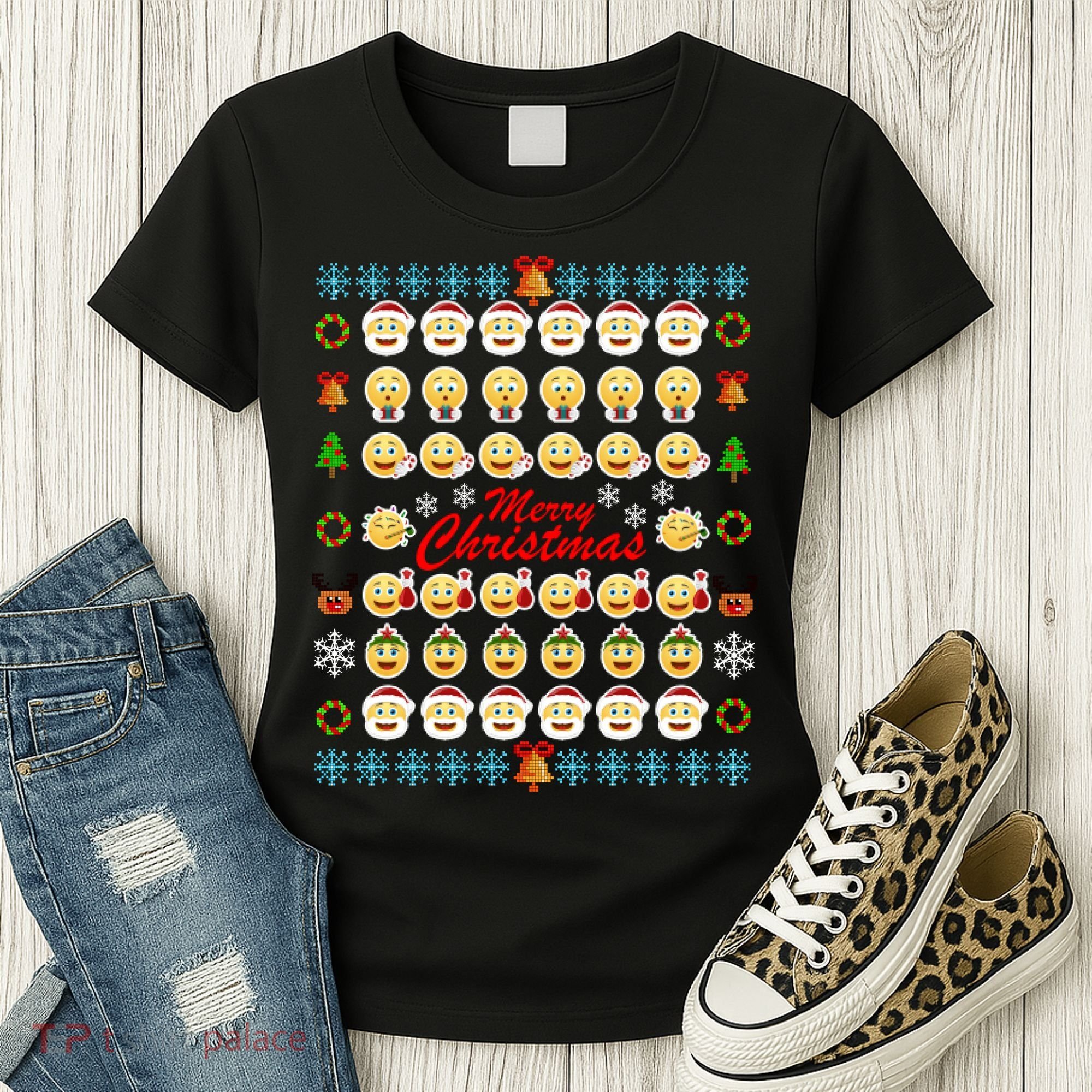 Smiley Faces Ugly Christmas Sweater Women's T-Shirt