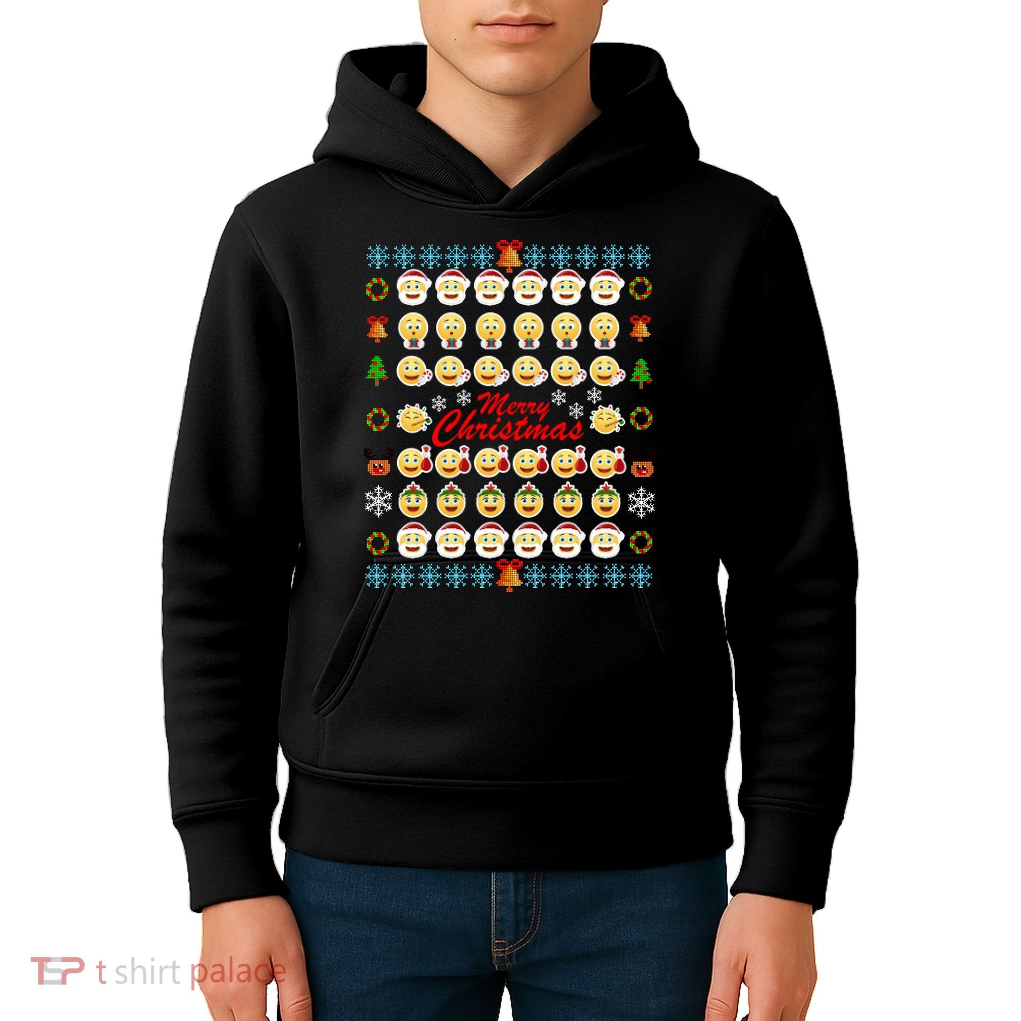 Smiley Faces Ugly Christmas Sweater Kids Hoodie