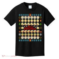 Smiley Faces Ugly Christmas Sweater Kids T-Shirt thumb 0