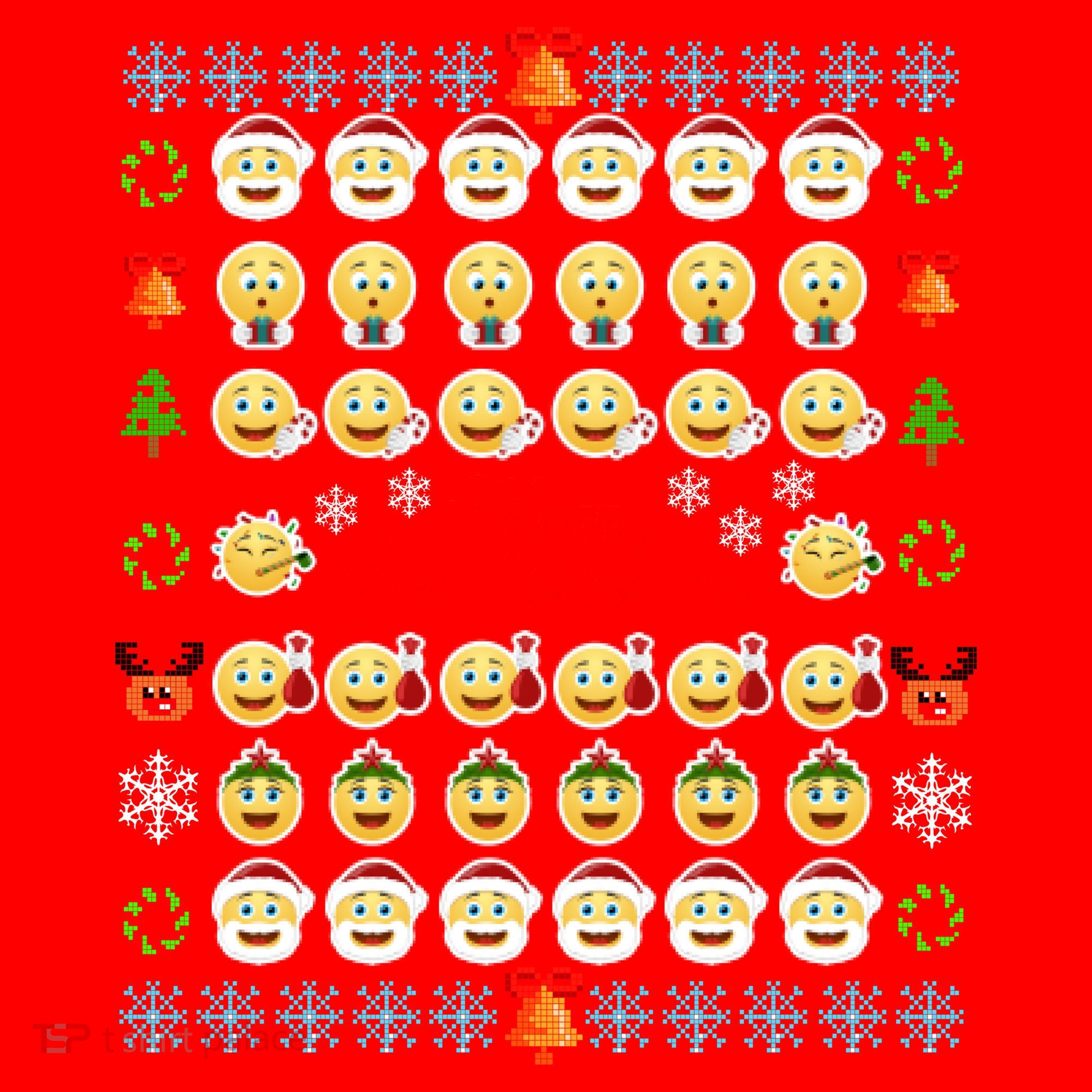 Smiley Faces Ugly Christmas Sweater Santa Hat
