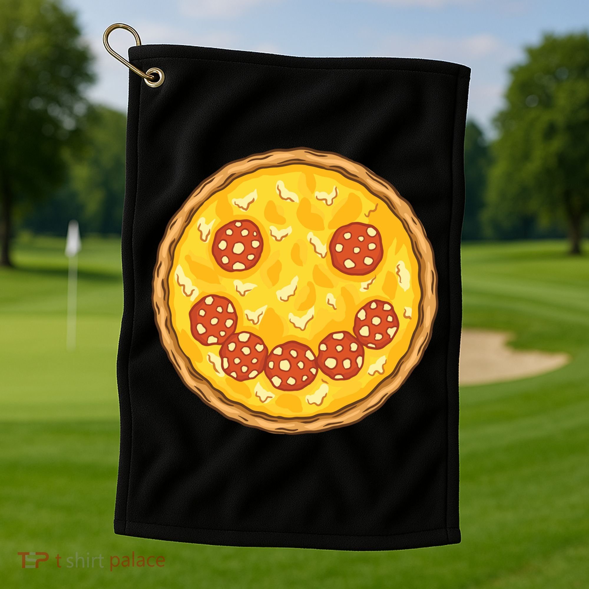 Smiley Pizza Golf Towel