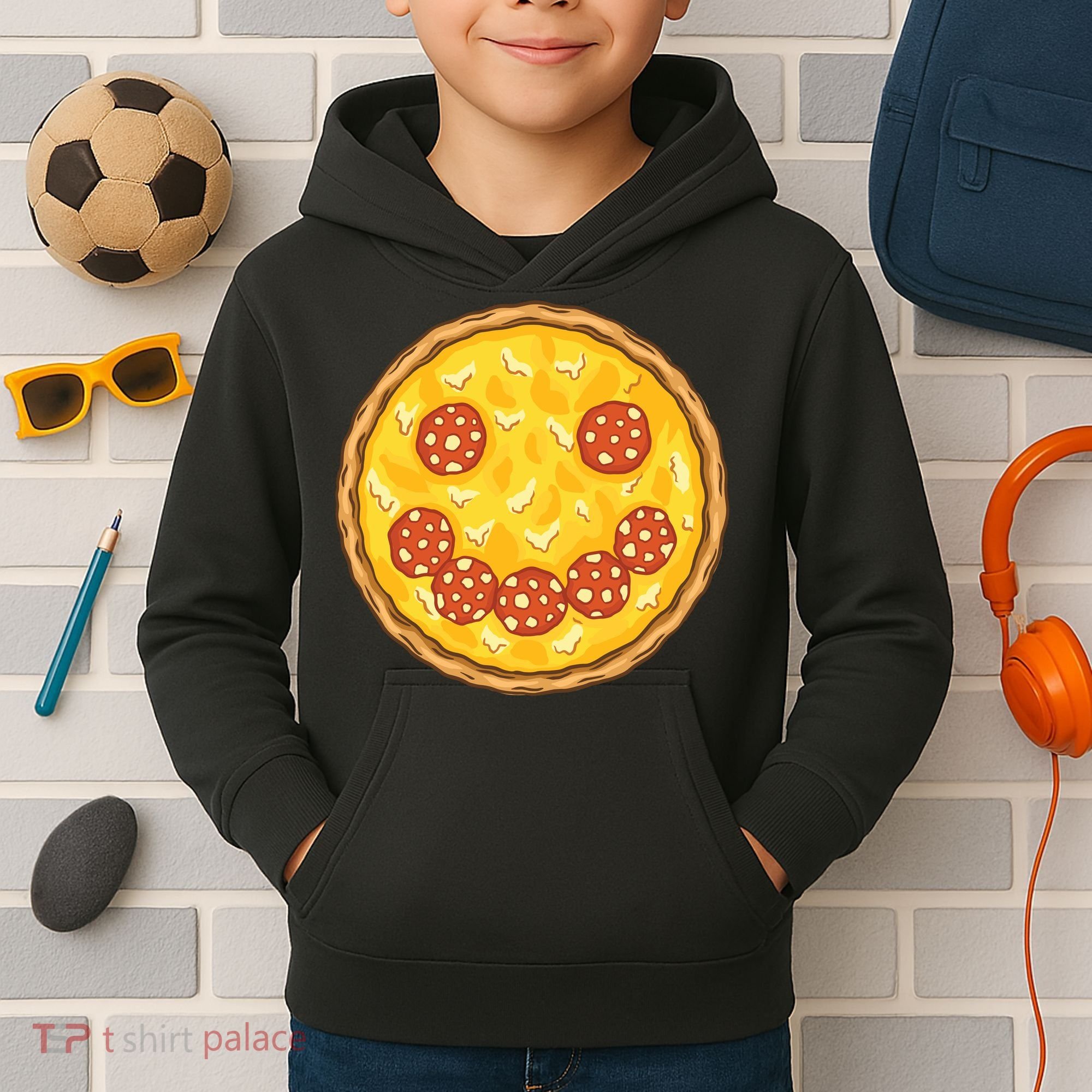 Smiley Pizza Kids Hoodie
