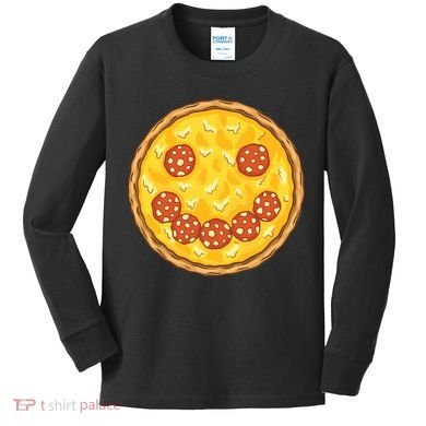 Smiley Pizza Kids Long Sleeve Shirt