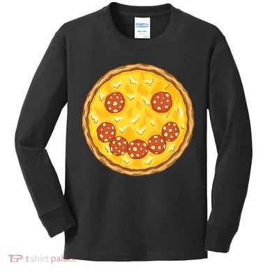 Smiley Pizza Kids Long Sleeve Shirt