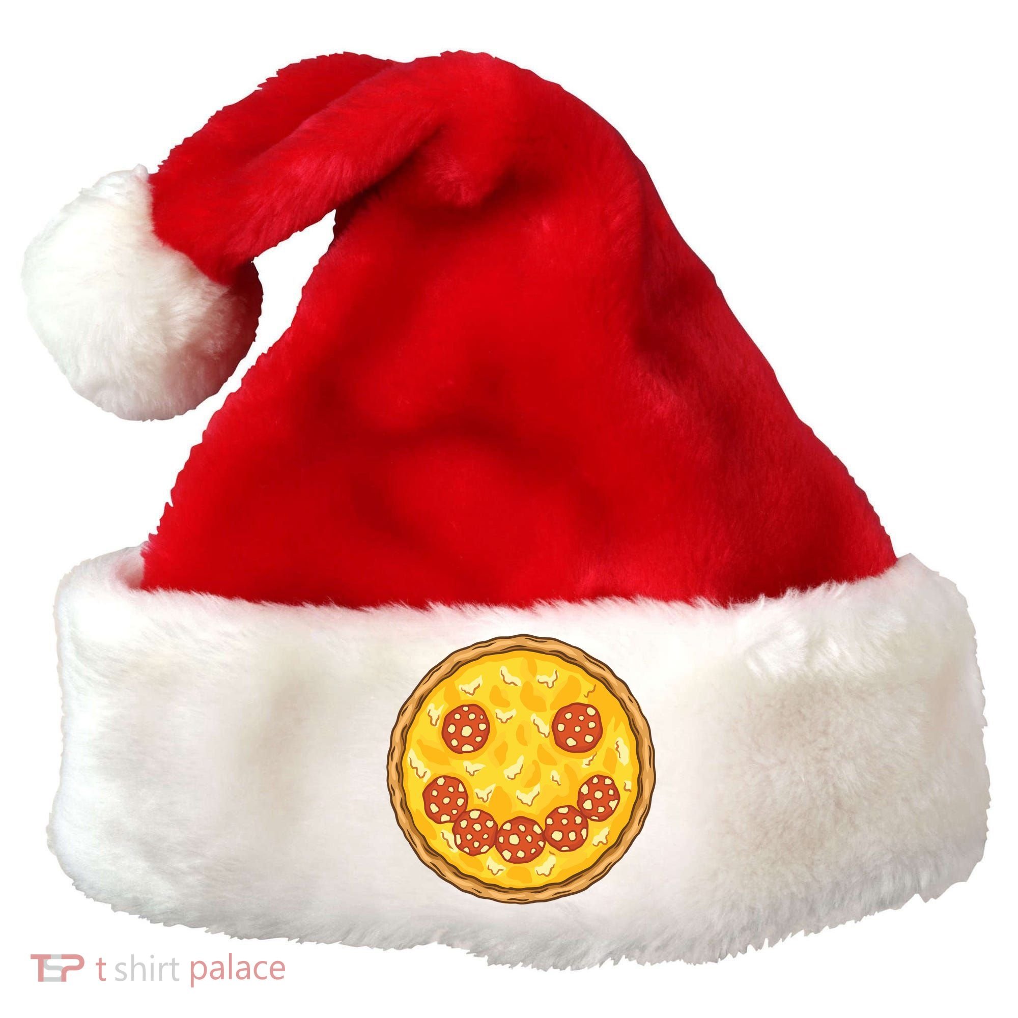 Smiley Pizza Santa Hat