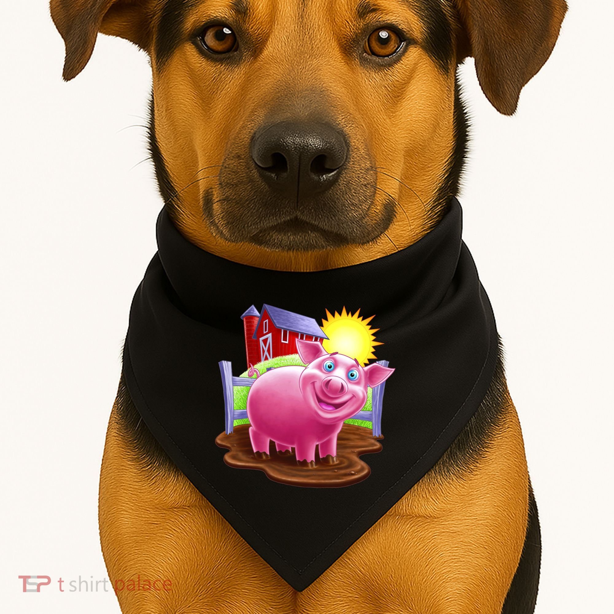 Smiling Farm Pig USA-Made Doggie Bandana
