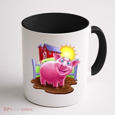 Smiling Farm Pig Coffee Mug back