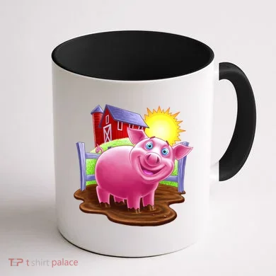 Smiling Farm Pig Coffee Mug back