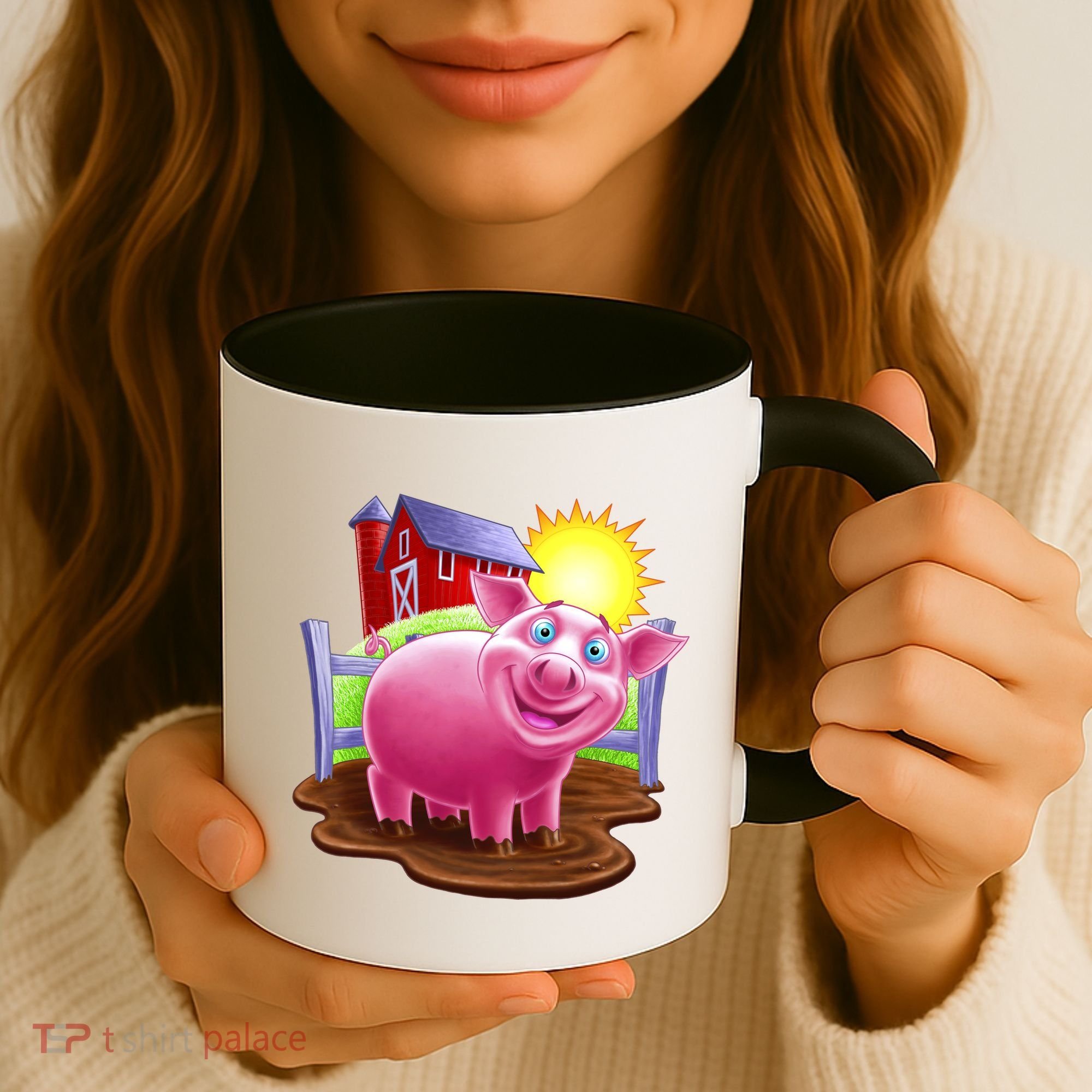 Smiling Farm Pig Coffee Mug