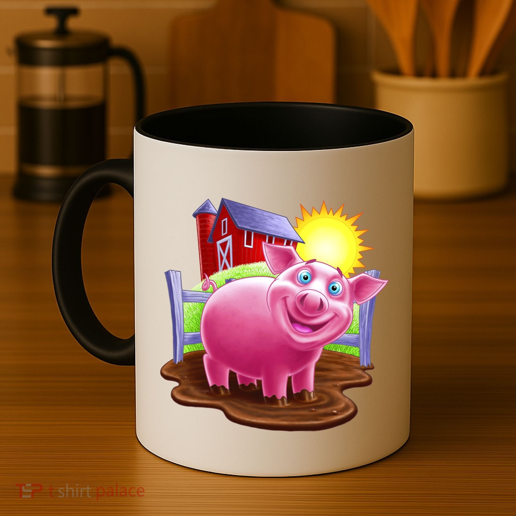 Smiling Farm Pig Coffee Mug