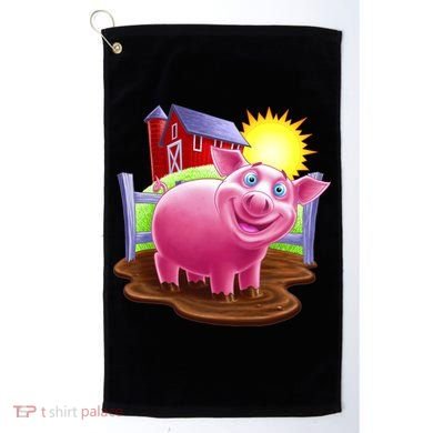 Smiling Farm Pig Golf Towel