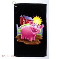 Smiling Farm Pig Golf Towel thumb 0