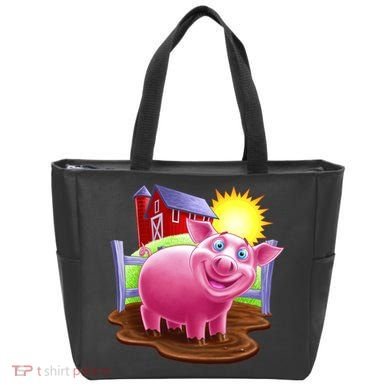 Smiling Farm Pig Tote Bag