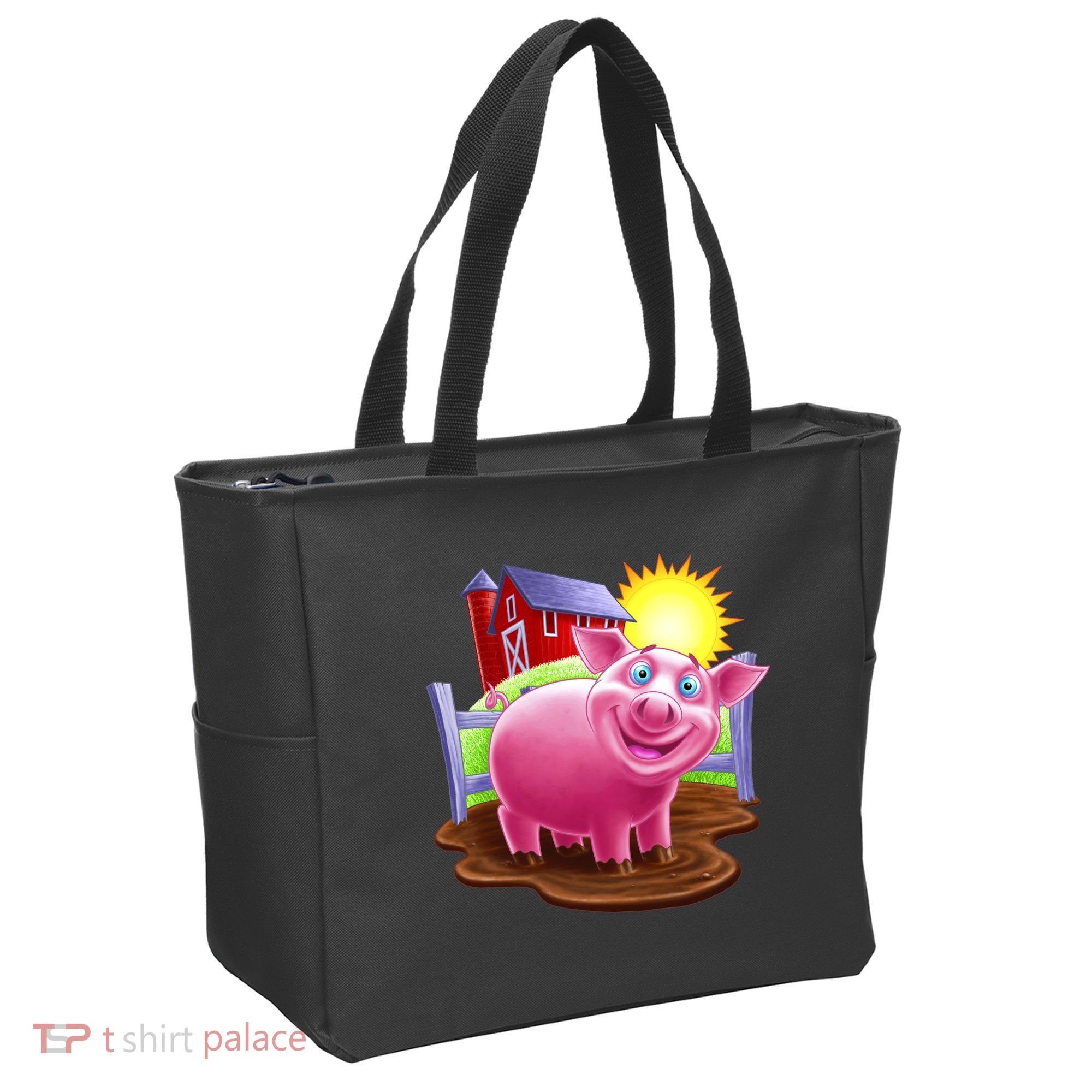 Smiling Farm Pig Tote Bag
