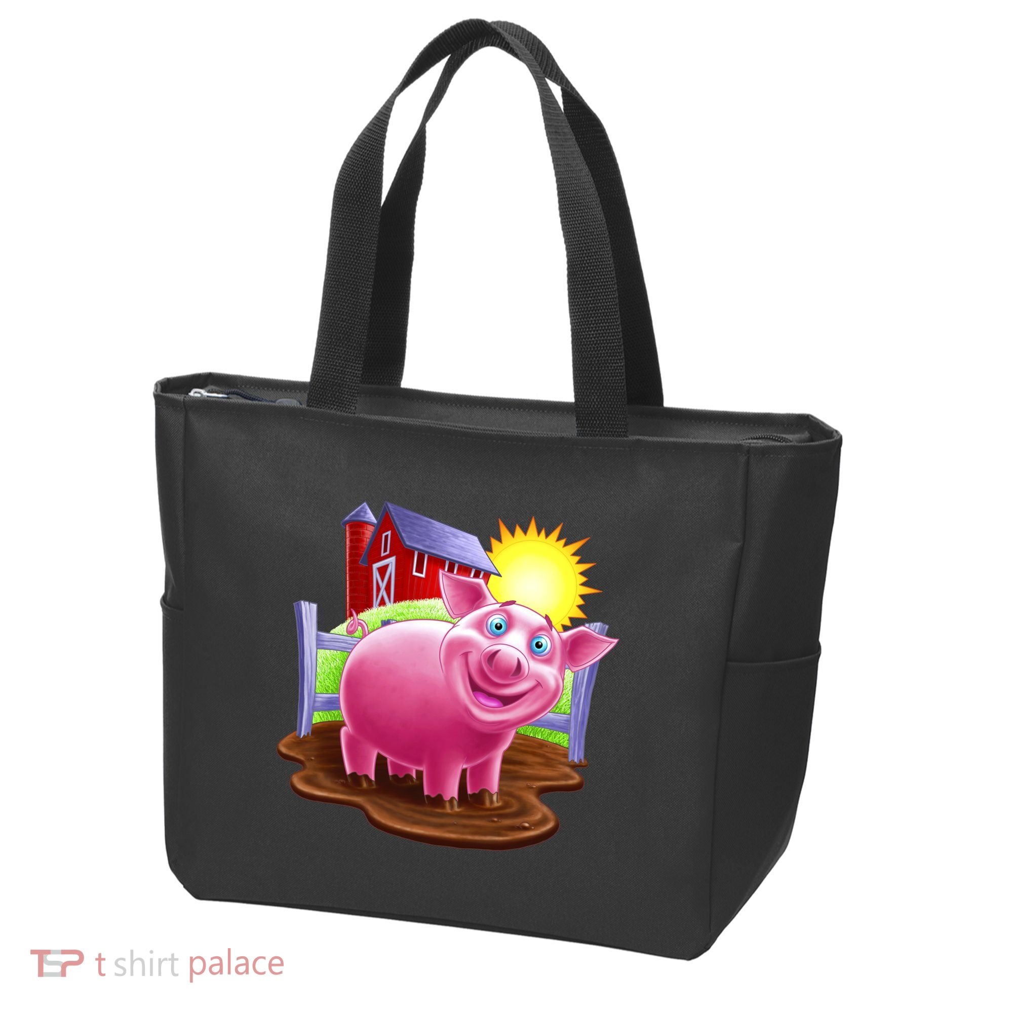 Smiling Farm Pig Tote Bag
