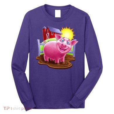 Smiling Farm Pig Long Sleeve Shirt