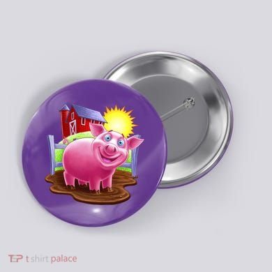 Smiling Farm Pig Button
