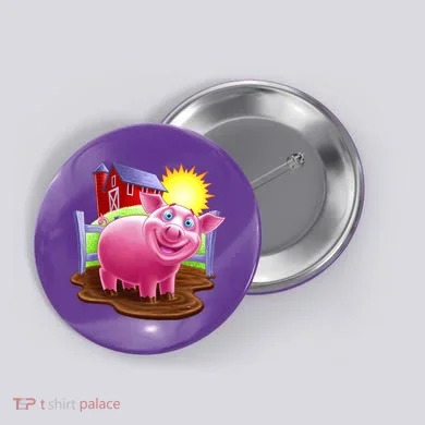 Smiling Farm Pig Button