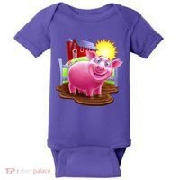 Smiling Farm Pig Baby Bodysuit thumb 0