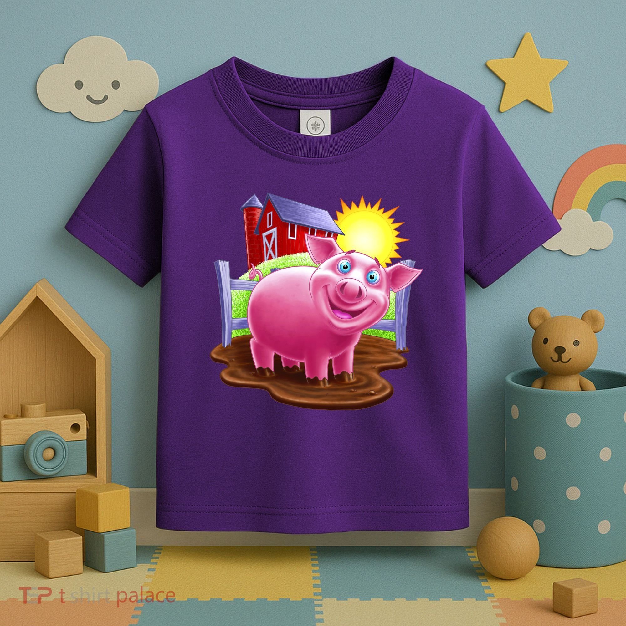 Smiling Farm Pig Toddler T-Shirt