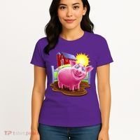 Smiling Farm Pig Women's T-Shirt thumb 4