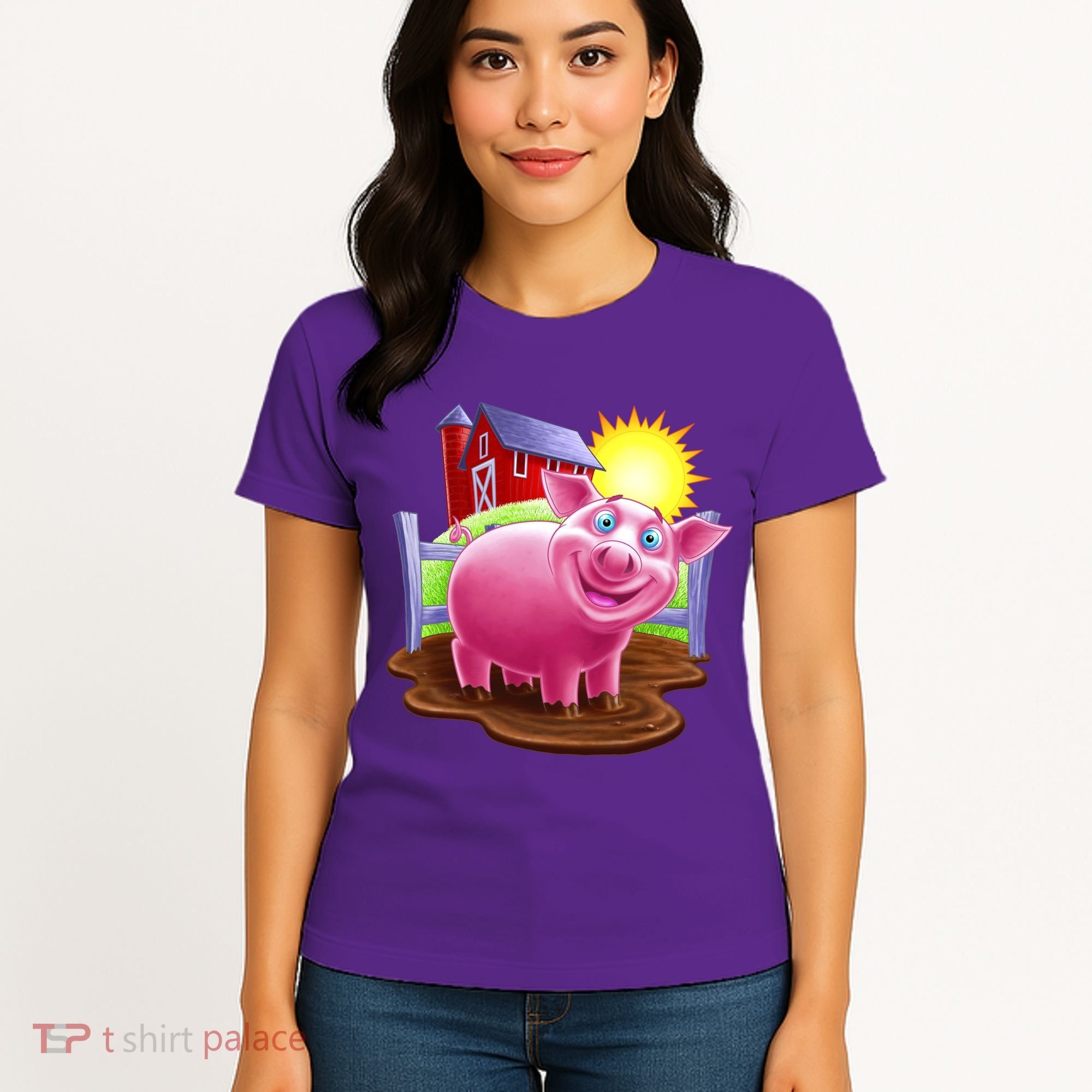 Smiling Farm Pig Women's T-Shirt