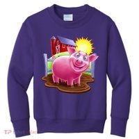 Smiling Farm Pig Kids Sweatshirt thumb 0