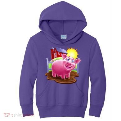 Smiling Farm Pig Kids Hoodie