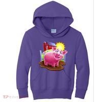 Smiling Farm Pig Kids Hoodie thumb 0