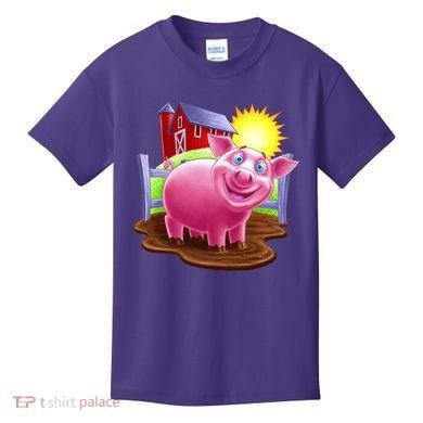 Smiling Farm Pig Kids T-Shirt