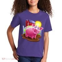 Smiling Farm Pig Kids T-Shirt thumb 2