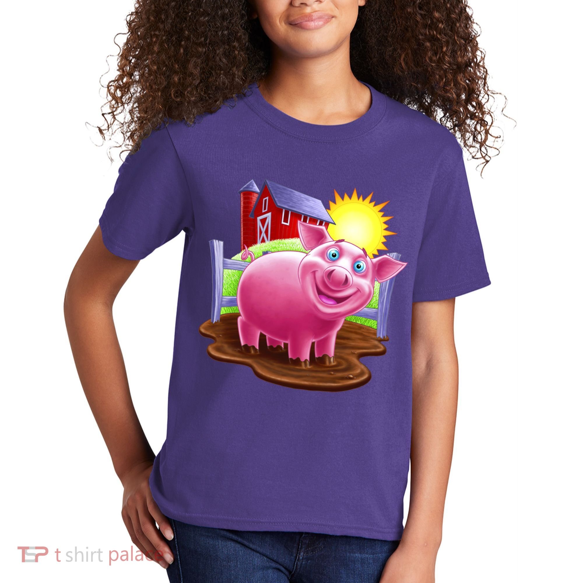 Smiling Farm Pig Kids T-Shirt