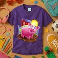 Smiling Farm Pig Kids T-Shirt thumb 3