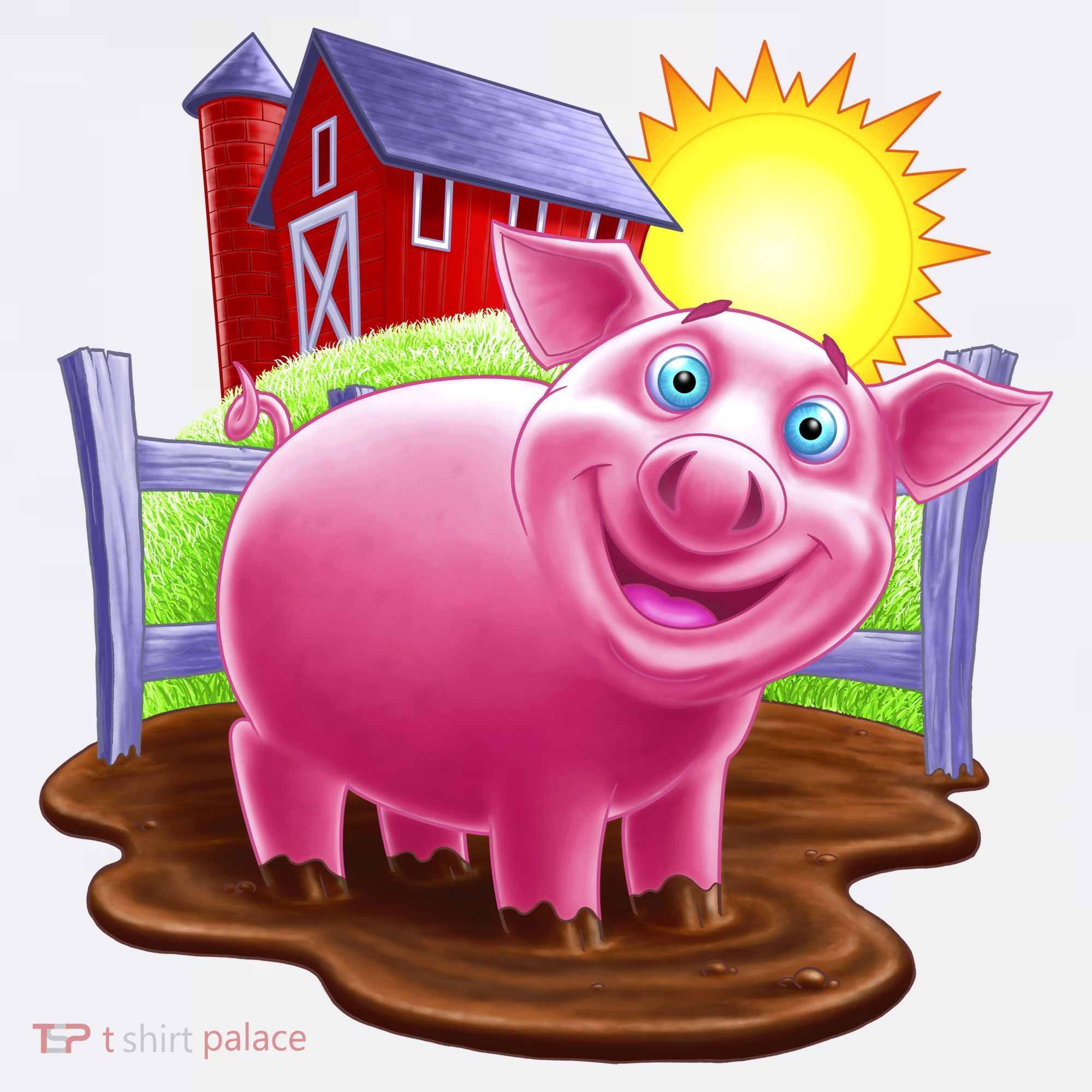 Smiling Farm Pig Garment-Dyed Sweatshirt