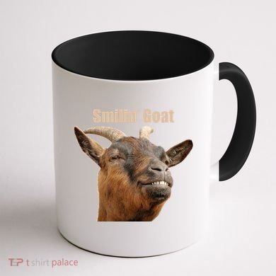 Smiling Goat Funny Coffee Mug back