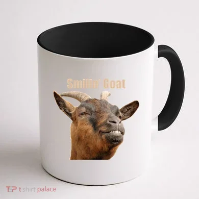 Smiling Goat Funny Coffee Mug back