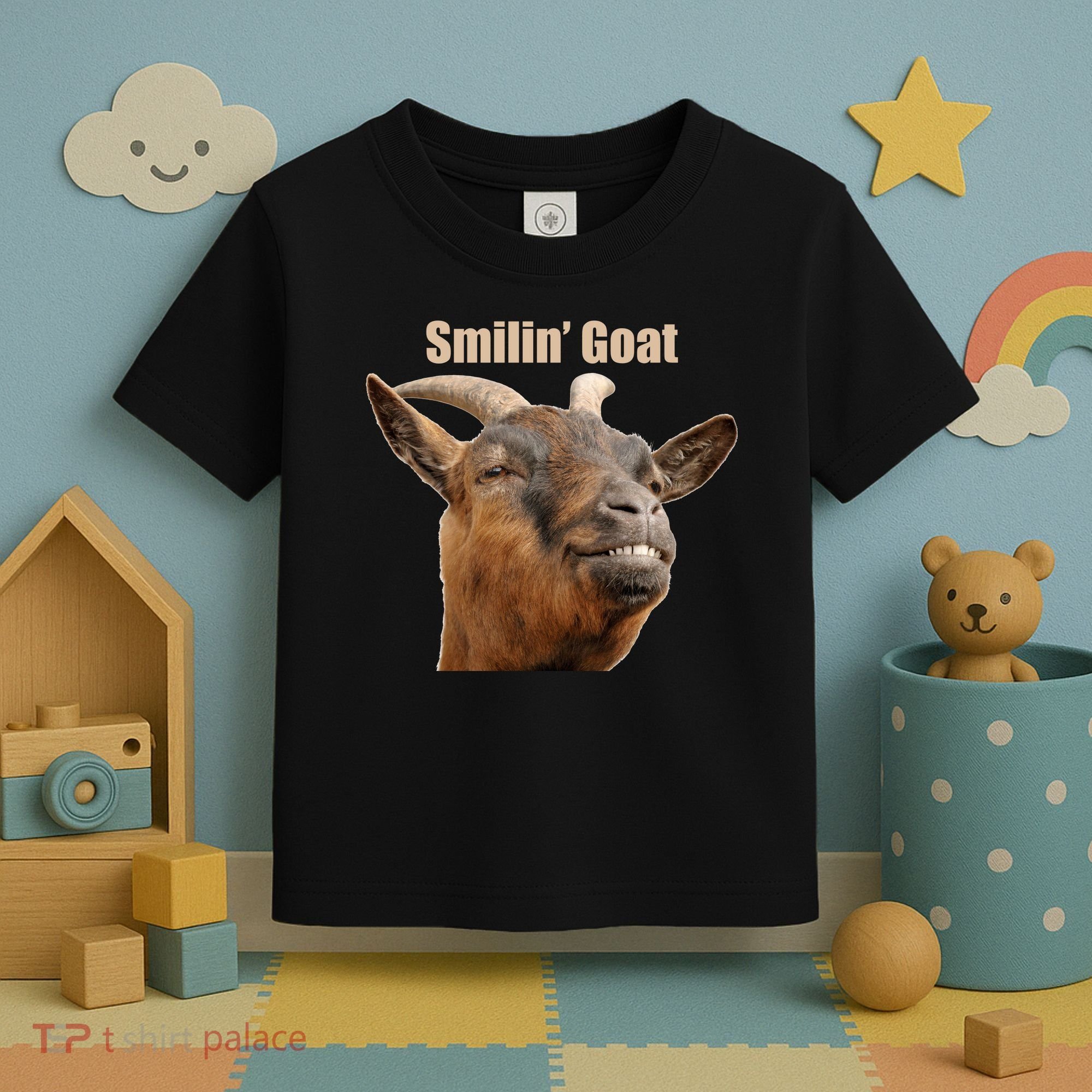 Smiling Goat Funny Toddler T-Shirt