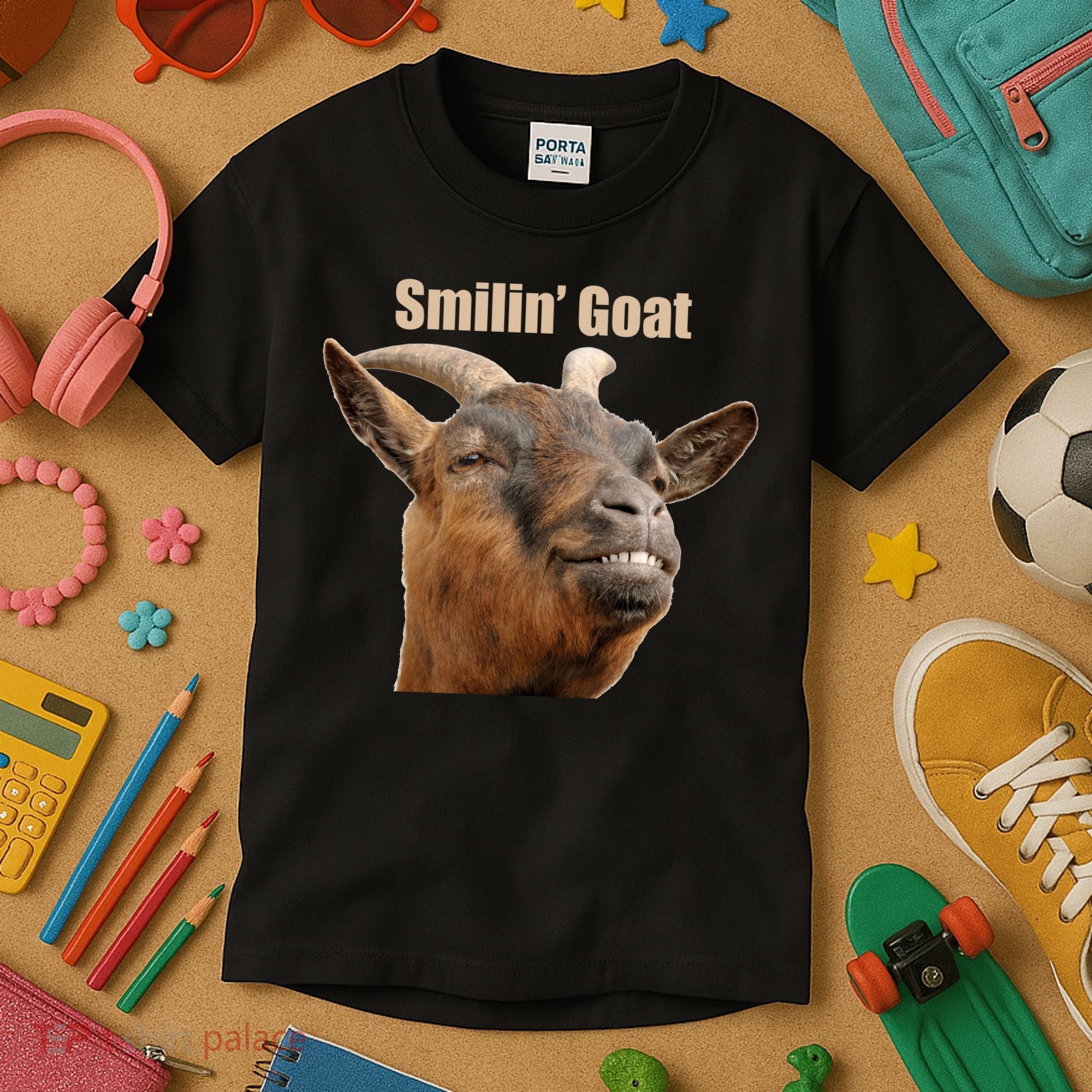 Smiling Goat Funny Kids T-Shirt