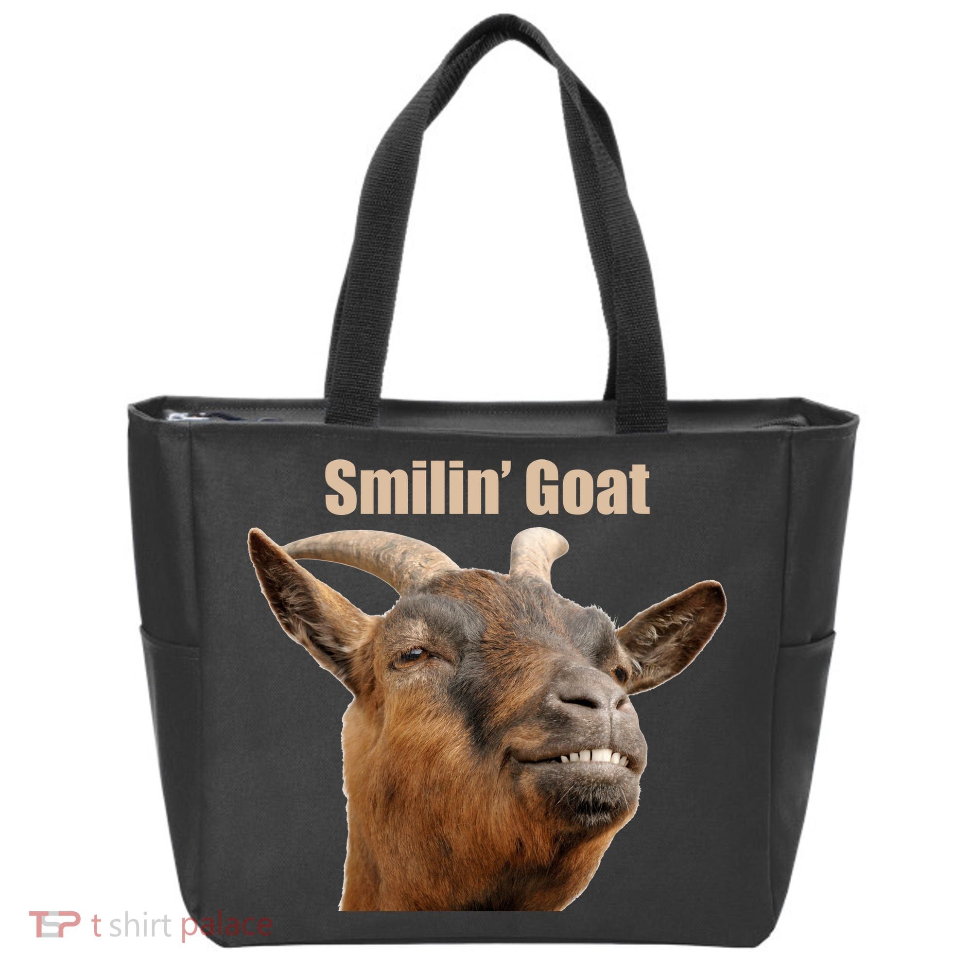Smiling Goat Funny Tote Bag