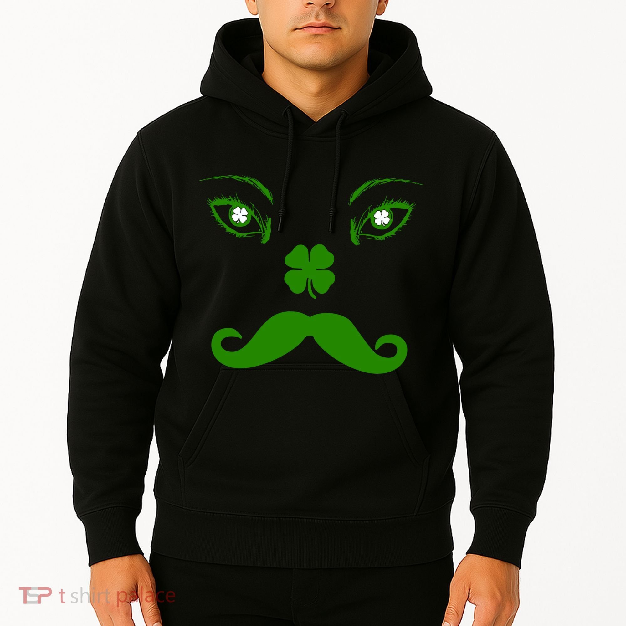 Smiling Irish Eyes Cloverleaf Mustache Hoodie