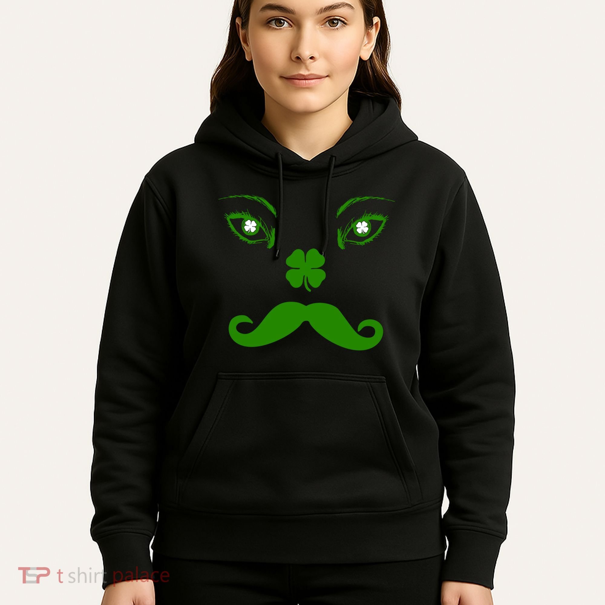 Smiling Irish Eyes Cloverleaf Mustache Hoodie