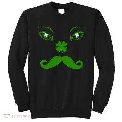 Smiling Irish Eyes Cloverleaf Mustache Sweatshirt