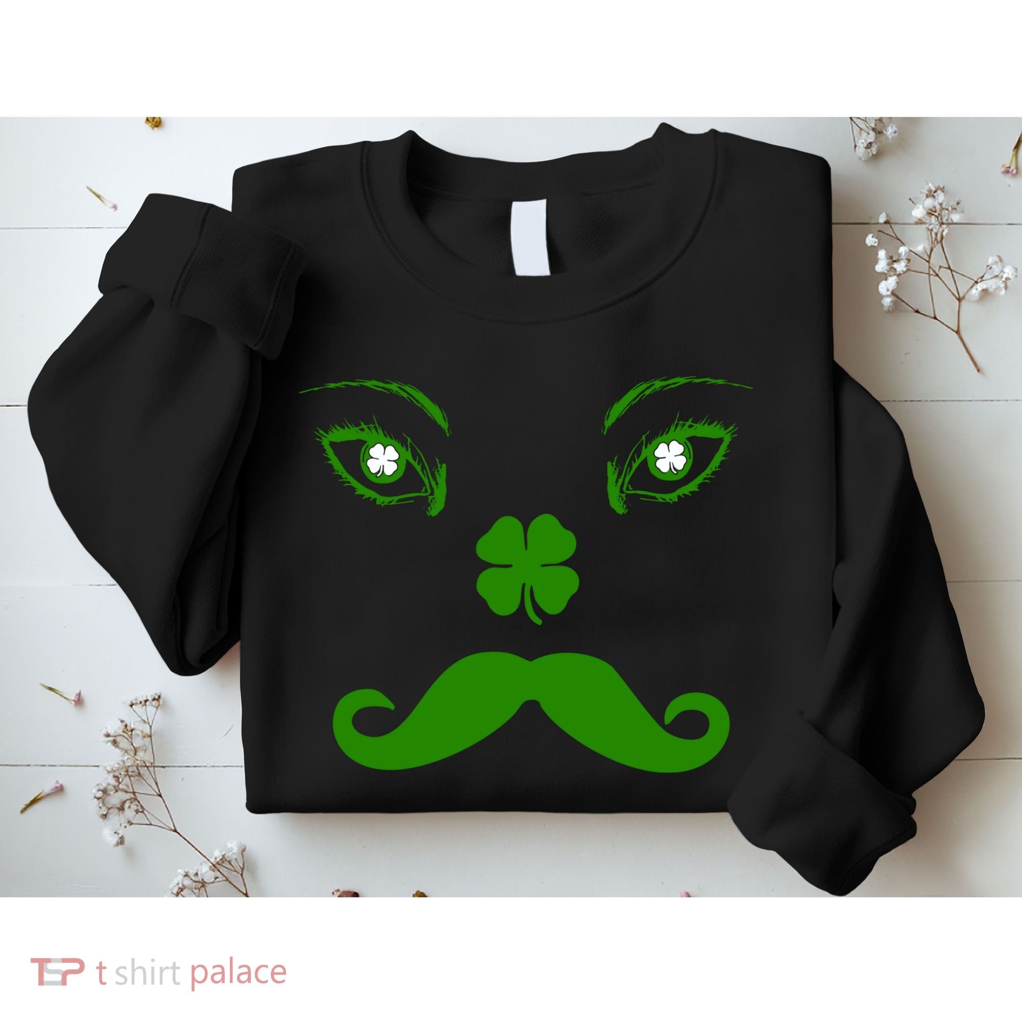 Smiling Irish Eyes Cloverleaf Mustache Sweatshirt