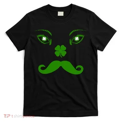 Smiling Irish Eyes Cloverleaf Mustache T-Shirt