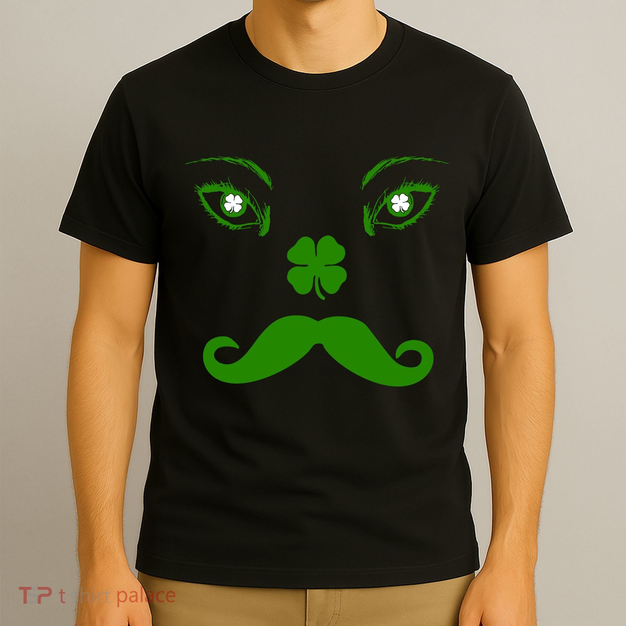 Smiling Irish Eyes Cloverleaf Mustache T-Shirt