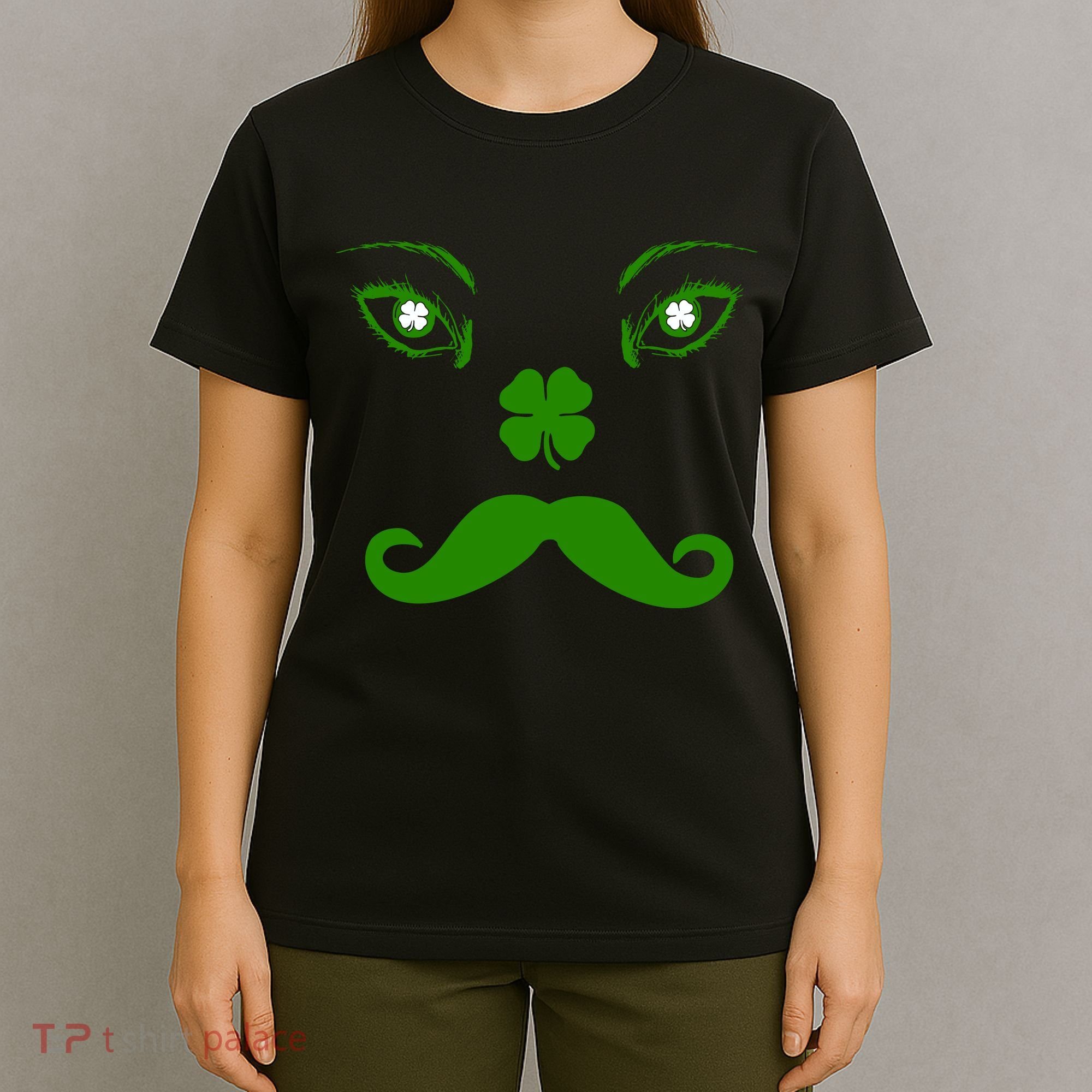 Smiling Irish Eyes Cloverleaf Mustache T-Shirt
